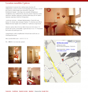 Exemple de site pour présenter un appartement à louer